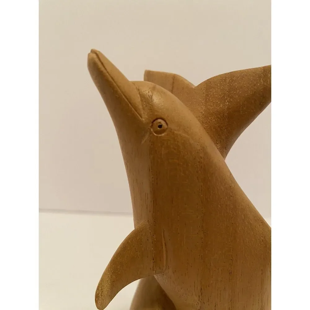 Twisted Dancing Dolphins Solid Wood‎ Figurine 8